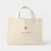 Mini Tote Bag Vert Fleur de Lis Groom Monogramme initial (Devant)