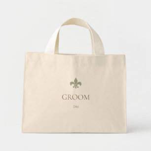 Mini Tote Bag Vert Fleur de Lis Groom Monogramme initial