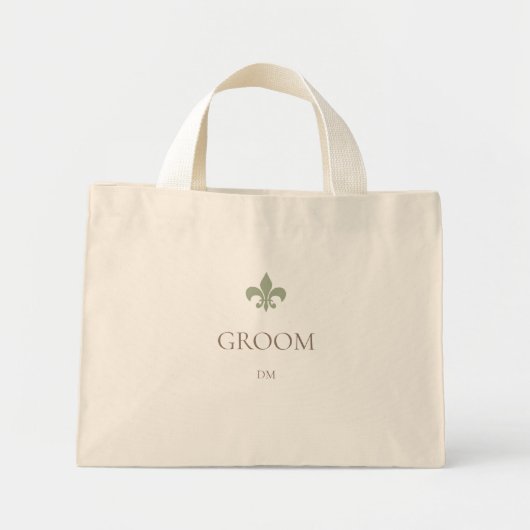 Mini Tote Bag Vert Fleur de Lis Groom Monogramme initial (Devant)