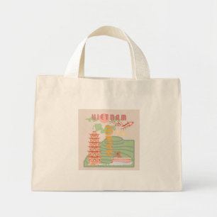 Mini Tote Bag Vietnam Travel Art, Vintage