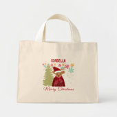 Mini Tote Bag Winter Snowflake Cute Red Nosed Reindeer Christmas (Devant)