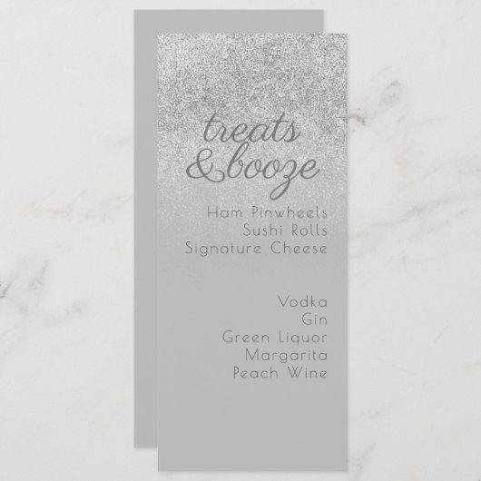 Mini-Traitements Boissons Gray Sparkles Menu (Devant / Derrière)