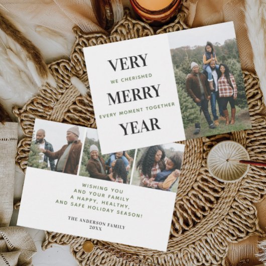 Mini très joyeux année photo Cartes de Noël