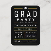 Mini Typographie Noire Invitation de diplôme de ph (Dos)