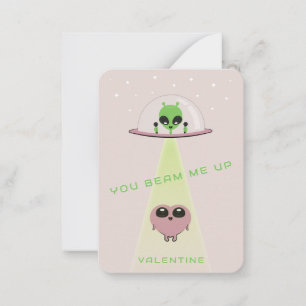 Mini UFO Alien Hart Ontvoering Kinderen Valentijns Notitiekaartje
