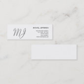 Mini Unique Monogramme gris blanc Carte de visite mince (Devant / Derrière)
