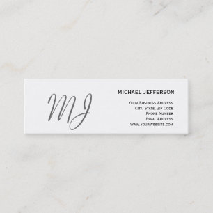 Mini Unique Monogramme gris blanc Carte de visite mince