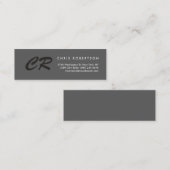 Mini Unique Monogramme gris mince Carte de visite (Devant / Derrière)