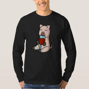 Mini varken drinkend wijn huisdier t-shirt