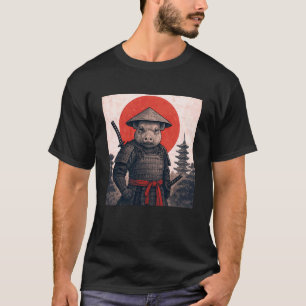 Mini Varken Samurai Krijger Vintage Japanse Ukiyo- T-shirt