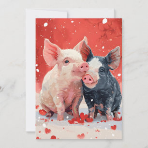 Mini Varkens Valentijnsdag Feestdagenkaart