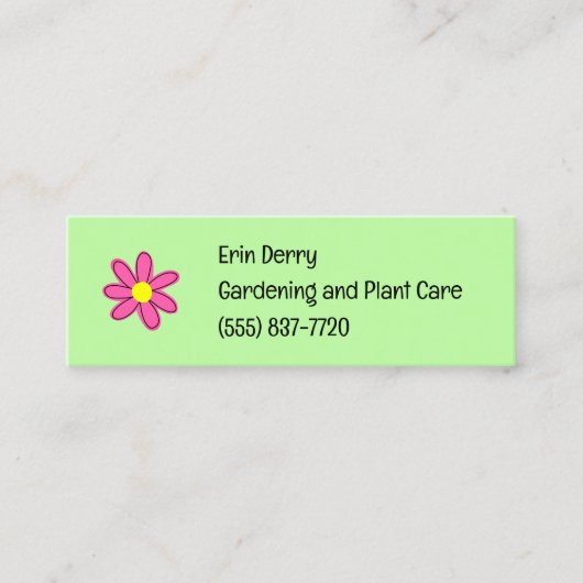 Mini Vert avec minuscule Carte de visite rose (Devant)