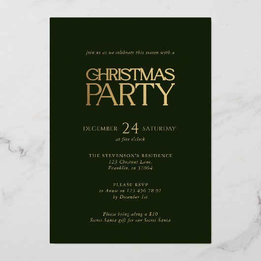 Mini-vert fête de Noël photo Invitation (Verso)