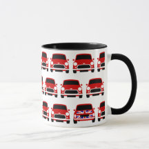 Mini voiture classique rouge c/w Union Jack Mug