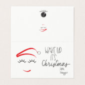 MINI - Wakker worden, het is Kerstmis" wimpers Kaart (Buitenkant ongevouwen)