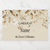 Mini Waterverf Sepia Stilleven Bloemendruppel Likeurfles Etiket (Enkel label)