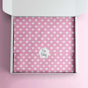 Mini White Hearts op roze patroon Tissuepapier