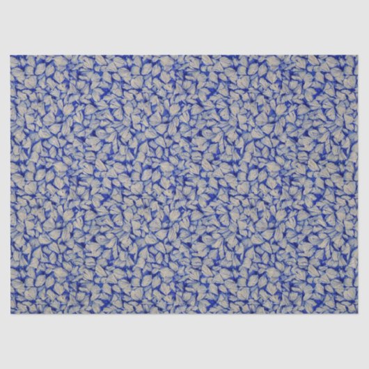 Mini White Shells op een blauwe achtergrond Decoup Tissuepapier (Voorkant)