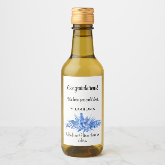 Mini wijnfles Gefeliciteerd kobalt blauw (10) Wijn Etiket (Voorkant)