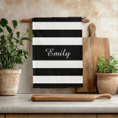 Minialist Black & White Stripes Pattern Name Print Theedoek