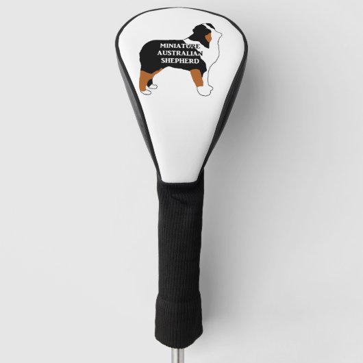 miniature aussie black tri name silo golfheadcover (Voorkant)