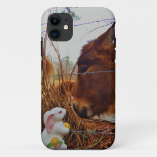 Miniature Brown horse & Easter Bunny iPhone 11 Hoesje