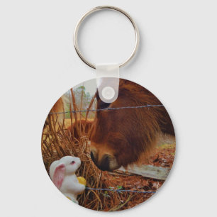 Miniature Brown horse & Easter Bunny Sleutelhanger