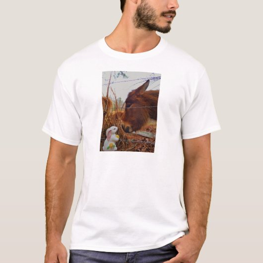 Miniature Brown horse & Easter Bunny T-shirt (Voorkant)