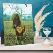 Miniature Brown horse Valentijn Heart Fotoplaat (Zijkant)