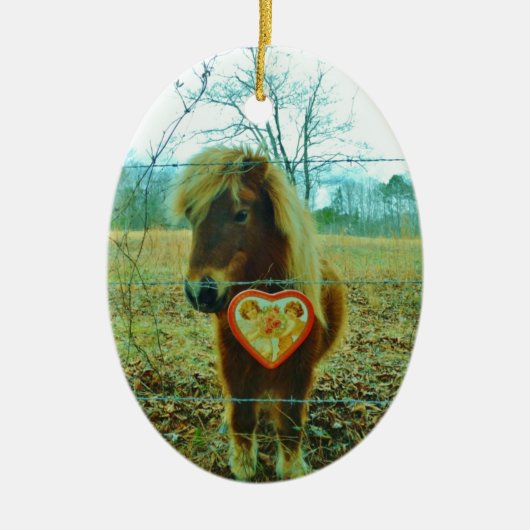 Miniature Brown horse Valentijn Heart Keramisch Ornament (Voorkant)