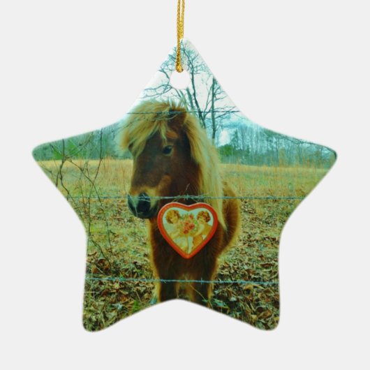 Miniature Brown horse Valentijn Heart Keramisch Ornament (Voorkant)