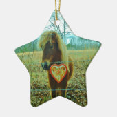 Miniature Brown horse Valentijn Heart Keramisch Ornament (Links)