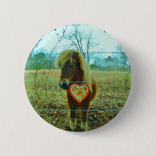 Miniature Brown horse Valentijn Heart Ronde Button 5,7 Cm (Voorkant)