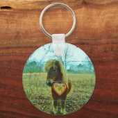 Miniature Brown horse Valentijn Heart Sleutelhanger (Voorkant)