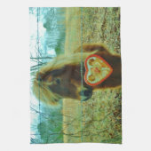 Miniature Brown horse Valentijn Heart Theedoek (Verticaal)