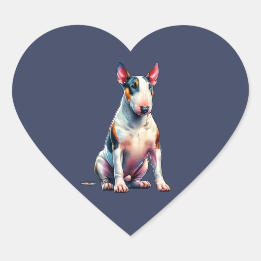 Miniature Bull Terrier Dog Hart Sticker (Voorkant)