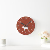 Miniature Bull Terrier Dog Silhouette Ronde Klok (Huis)