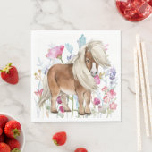 Miniature Cheval et serviettes en papier Fleur sau (En situation)