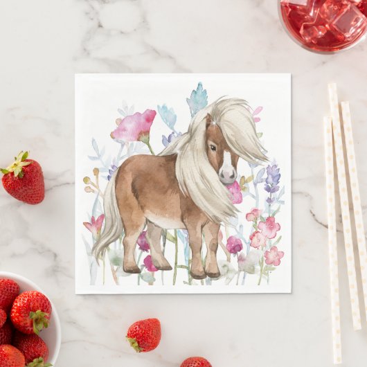 Miniature Cheval et serviettes en papier Fleur sau (En situation)