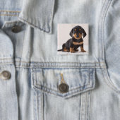 Miniature Dachshund Sitting Vierkante Button 5,1 Cm (In situ)