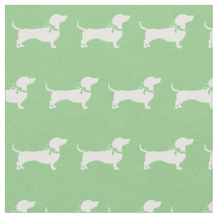 Miniature Dachshund Weiner Dog Sage Green Stof