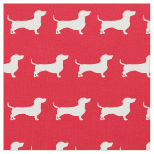 Miniature Dachshund Weiner Dog Silhouette Pet Red Stof