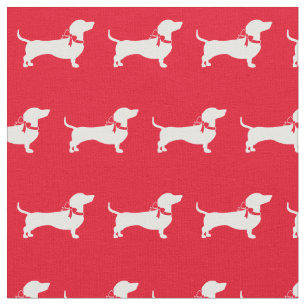 Miniature Dachshund Weiner Dog Silhouette Pet Red Stof