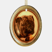 MINIATURE DOG PORTRAITS Bulldog Keramisch Ornament (Rechts)