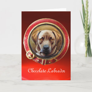 MINIATURE DOG PORTRAITS Chocolate Labrador Feestdagen Kaart