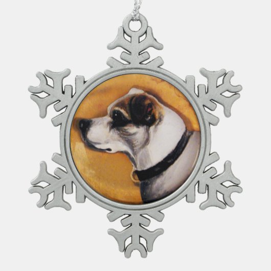 MINIATURE DOG PORTRAITS Fox Terrier Tin Sneeuwvlok Ornament (Voorkant)