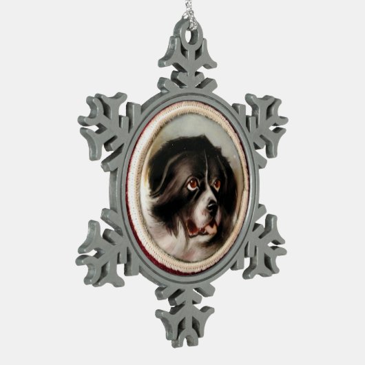 MINIATURE DOG PORTRAITS Newfoundland Tin Sneeuwvlok Ornament (Links)