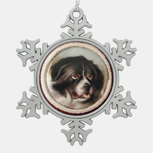 MINIATURE DOG PORTRAITS Newfoundland Tin Sneeuwvlok Ornament (Voorkant)