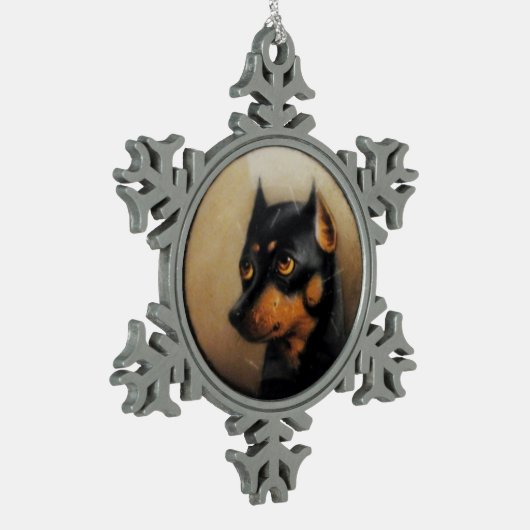 MINIATURE DOG PORTRAITS Pincher Tin Sneeuwvlok Ornament (Links)
