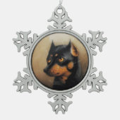 MINIATURE DOG PORTRAITS Pincher Tin Sneeuwvlok Ornament (Voorkant)